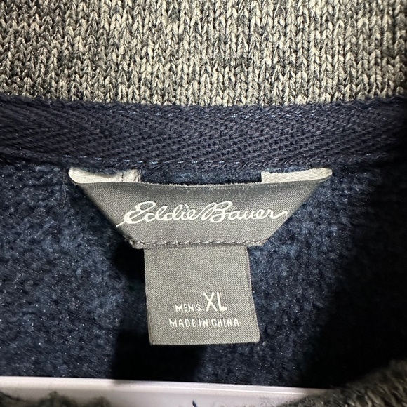 Eddie Bauer Men's Pullover Sweater Fleece Lined 1/4 Zip, sz XL, GUC - Picture 2 of 3